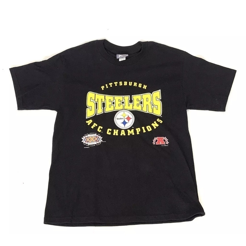 Vintage 1995 NWOT Lee Sport Sz L Steelers AFC Champions T Shirt Black Cotton
